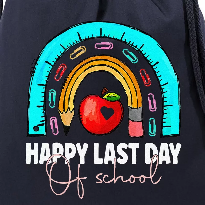 Happy Last Day Of School Teacher Student Graduation Rainbow Gift Drawstring Bag