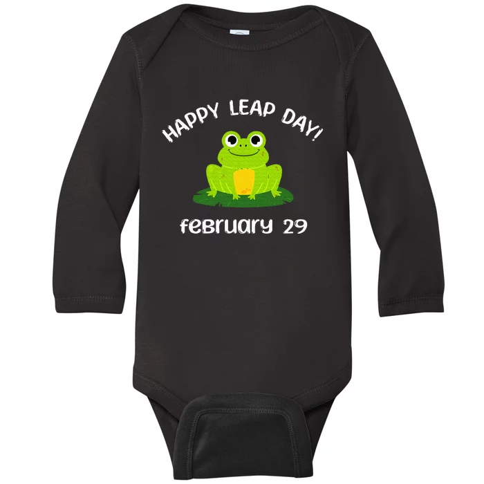 Happy Leap Day Year 2024 February 29th Funny Frog lovers Baby Long Sleeve Bodysuit