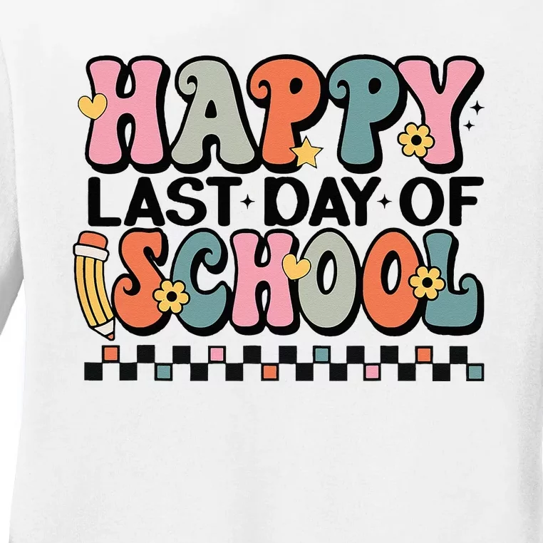 Happy Last Day Of School Teacher Student Graduation Ladies Long Sleeve Shirt