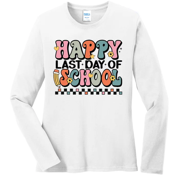 Happy Last Day Of School Teacher Student Graduation Ladies Long Sleeve Shirt