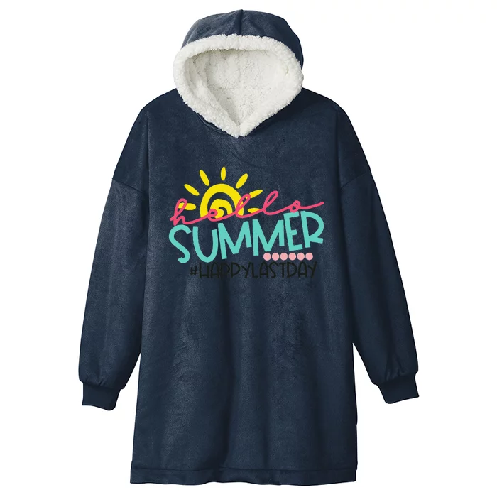 Happy Last Day Of School Teacher Student Hello Summer Hooded Wearable Blanket