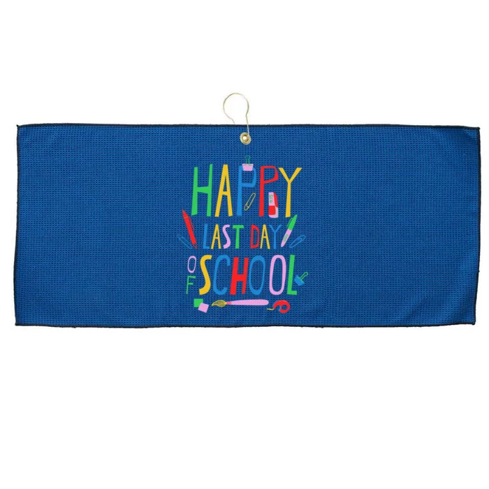 Happy Last Day Of School Teacher School's Out Large Microfiber Waffle Golf Towel