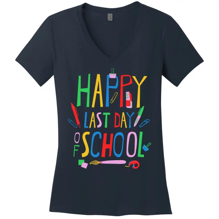 Happy Last Day Of School Teacher School's Out Women's V-Neck T-Shirt