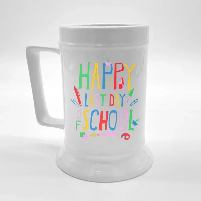 Happy Last Day Of School Teacher School's Out Front & Back Beer Stein