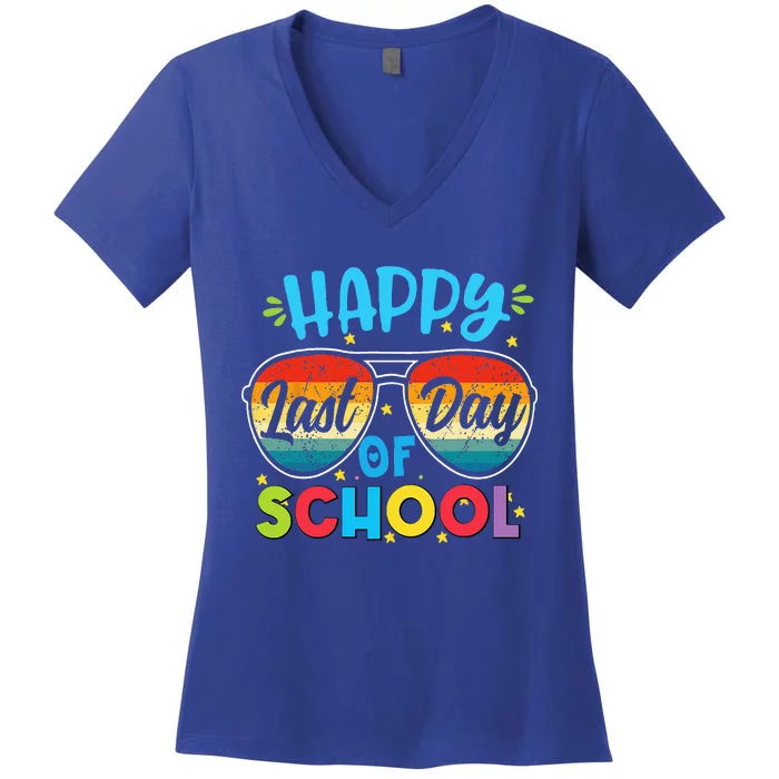 Happy Last Day Of School Teacher Student Graduation Women's V-Neck T-Shirt