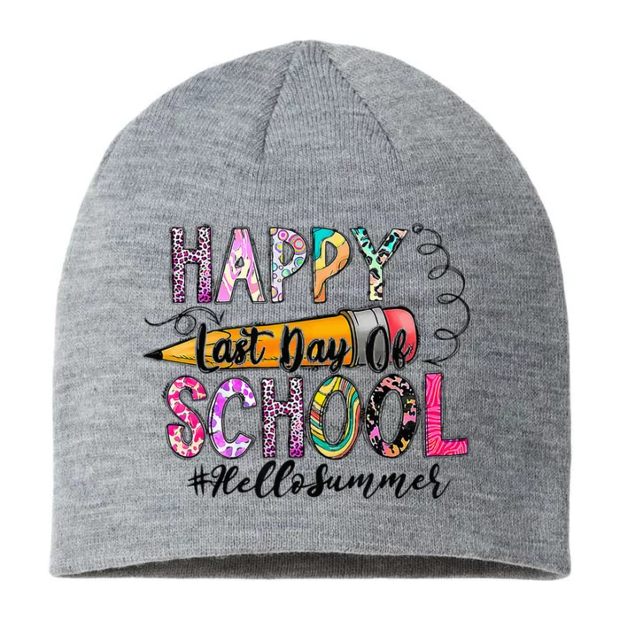 Happy Last Day Of School Hello Summer Teacher Student 8 1/2in Sustainable Knit Beanie