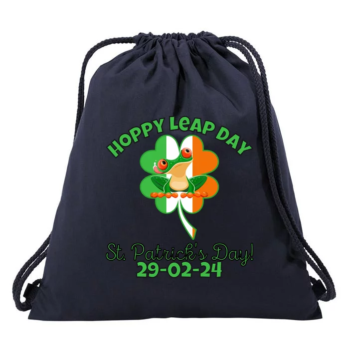 Hoppy Leap Day February 29 Frog St Patricks Day Drawstring Bag