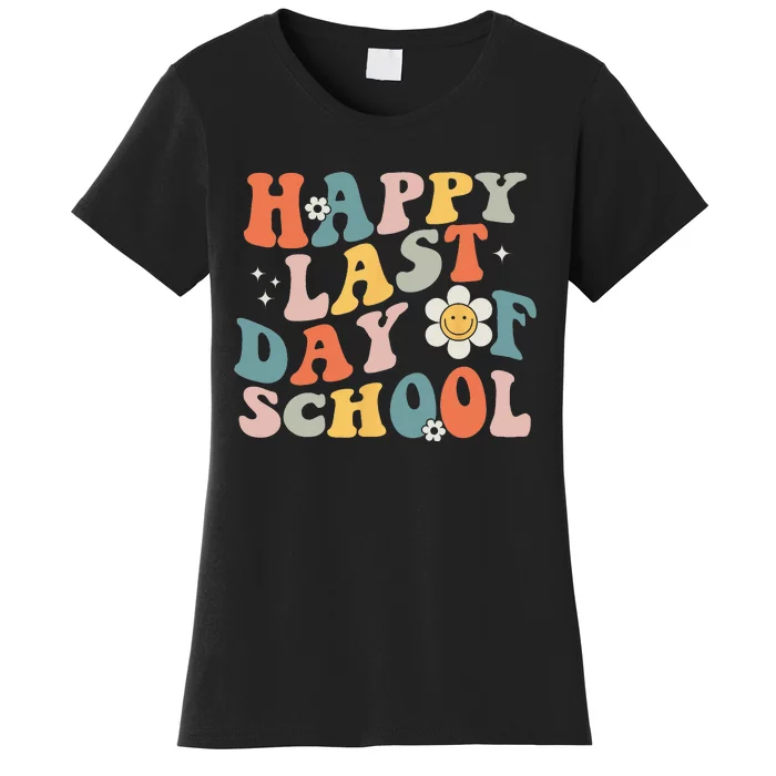 Happy Last Day Of School Graduation Groovy Teacher Student Women's T-Shirt