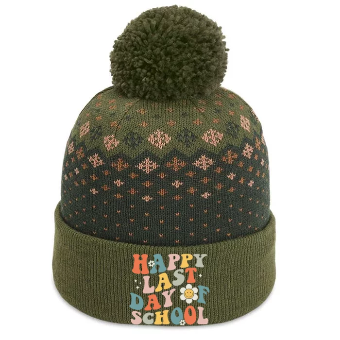 Happy Last Day Of School Graduation Groovy Teacher Student The Baniff Cuffed Pom Beanie