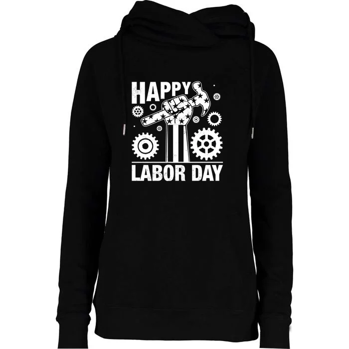 Happy Labor Day Gift Womens Funnel Neck Pullover Hood