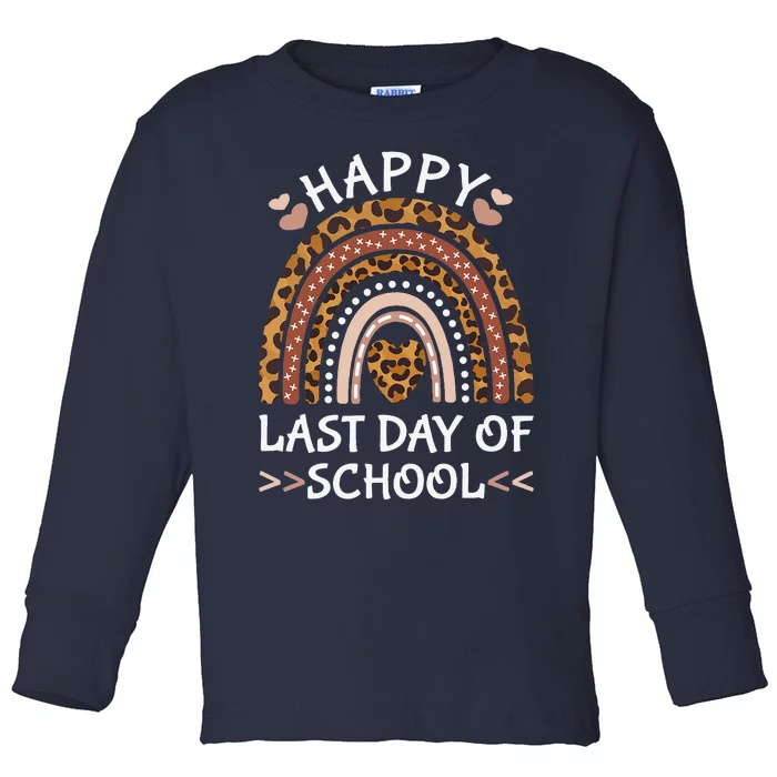 Happy Last Day Of School Teacher Rainbow Women End Of School Toddler Long Sleeve Shirt