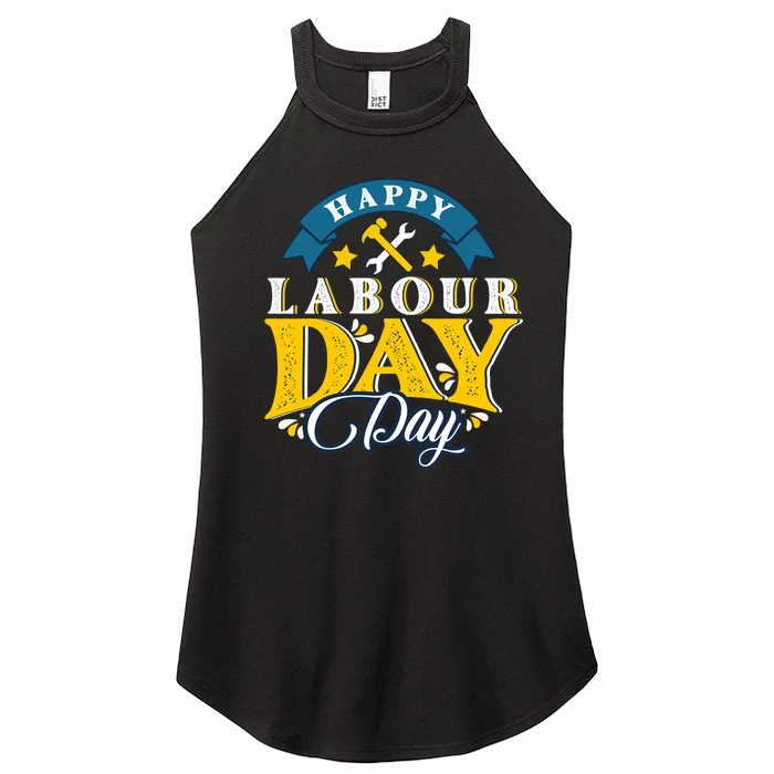 Happy Labor Day Celebration Graphic Women’s Perfect Tri Rocker Tank