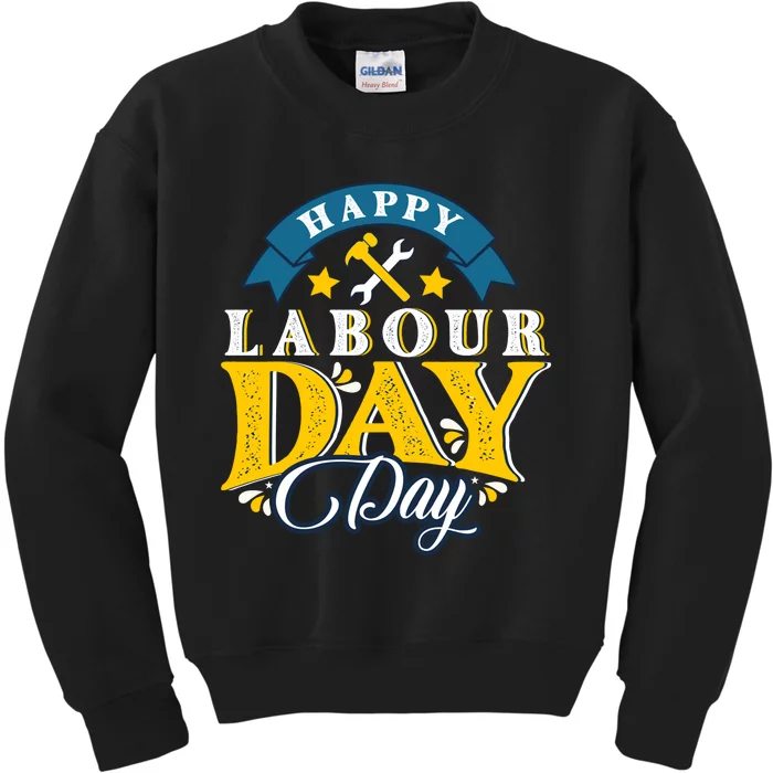 Happy Labor Day Celebration Graphic Kids Sweatshirt