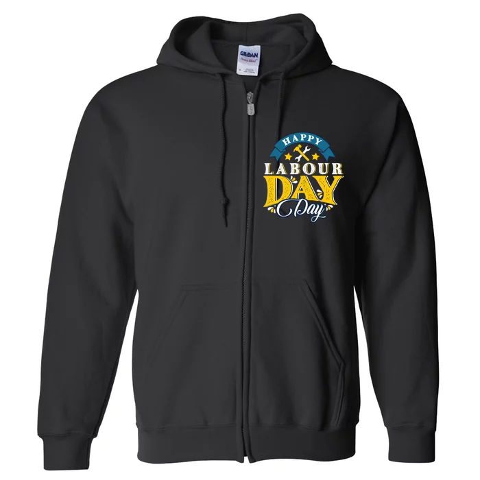 Happy Labor Day Celebration Graphic Full Zip Hoodie