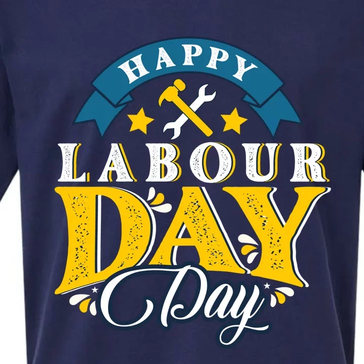 Happy Labor Day Celebration Graphic Sueded Cloud Jersey T-Shirt