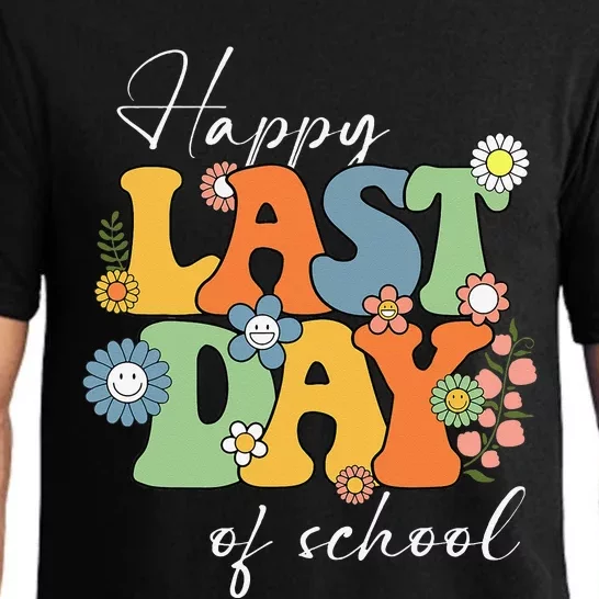 Happy Last Day Of School Graduation Groovy Teacher Student Pajama Set