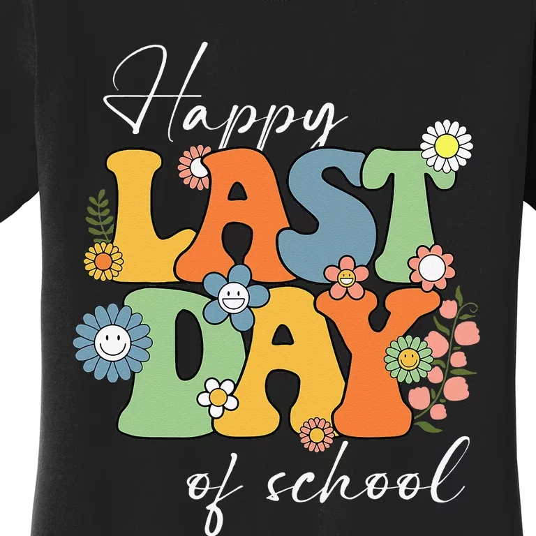 Happy Last Day Of School Graduation Groovy Teacher Student Women's T-Shirt