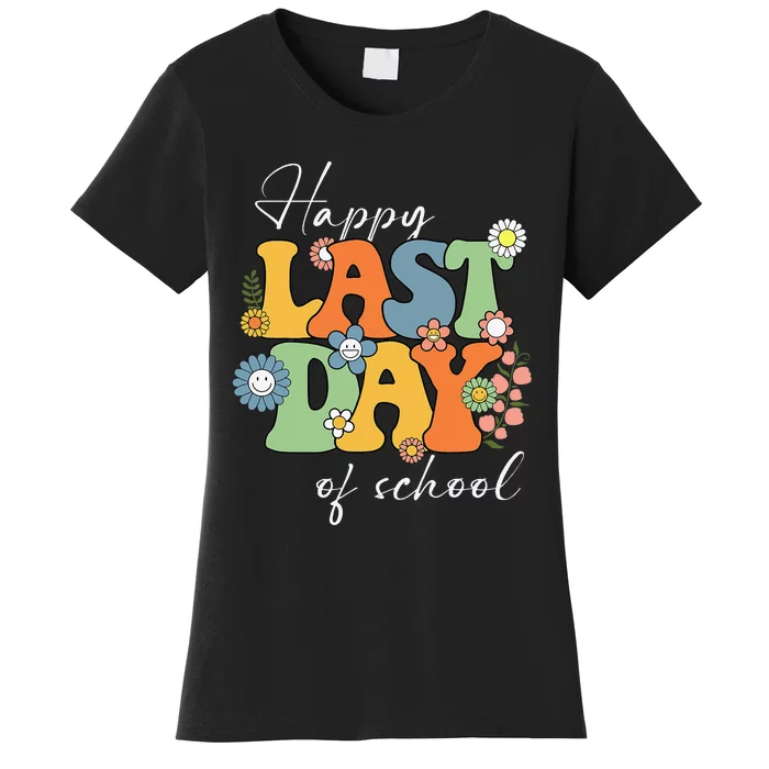 Happy Last Day Of School Graduation Groovy Teacher Student Women's T-Shirt