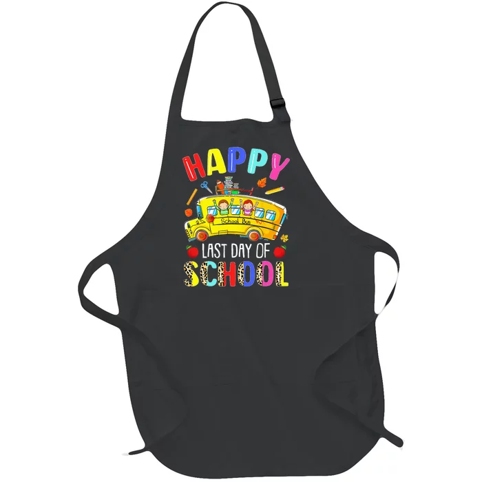 Happy Last Day Of School Bus Driver Off Duty Student Teacher Full-Length Apron With Pocket