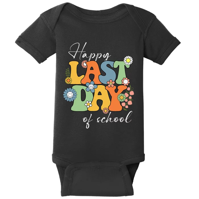 Happy Last Day Of School Graduation Groovy Teacher Baby Bodysuit