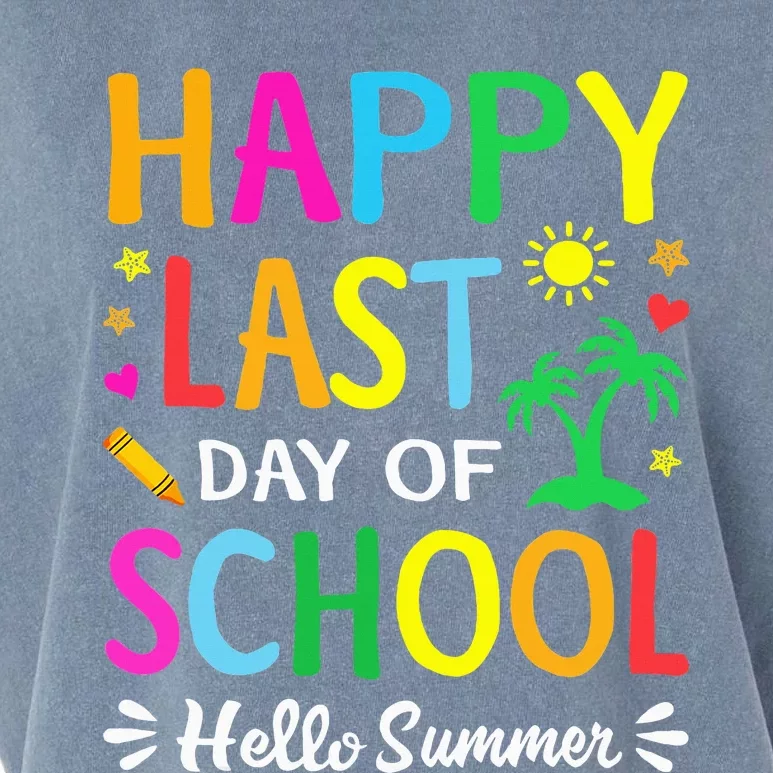 Happy Last Day Of School Hello Summer Students And Teachers Garment-Dyed Women's Muscle Tee