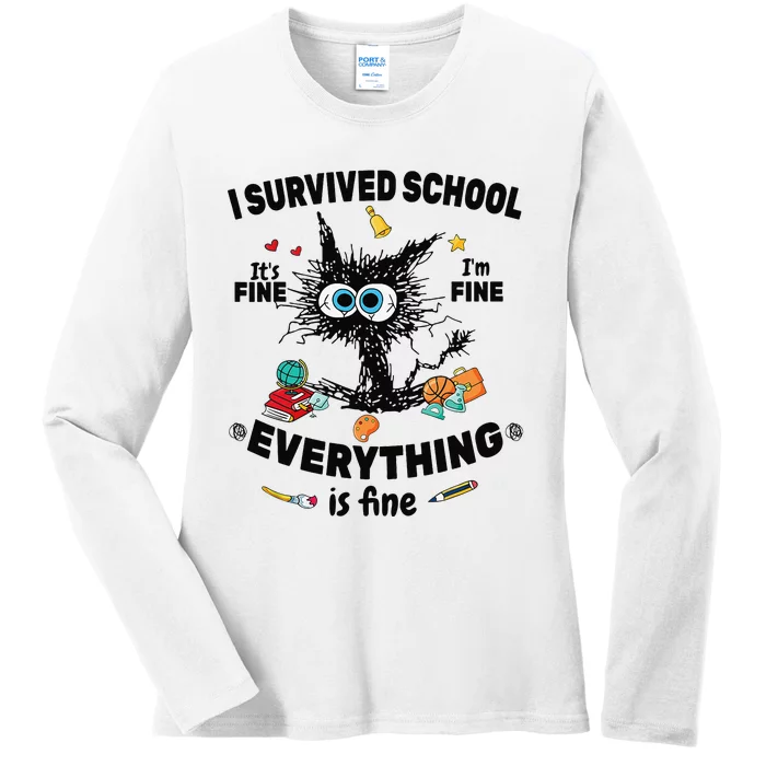 Happy Last Day Of School Teacher Student Graduation Ladies Long Sleeve Shirt