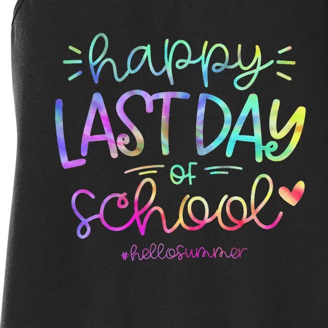 Happy Last Day Of School Hello Summer Students And Teachers Women's Racerback Tank