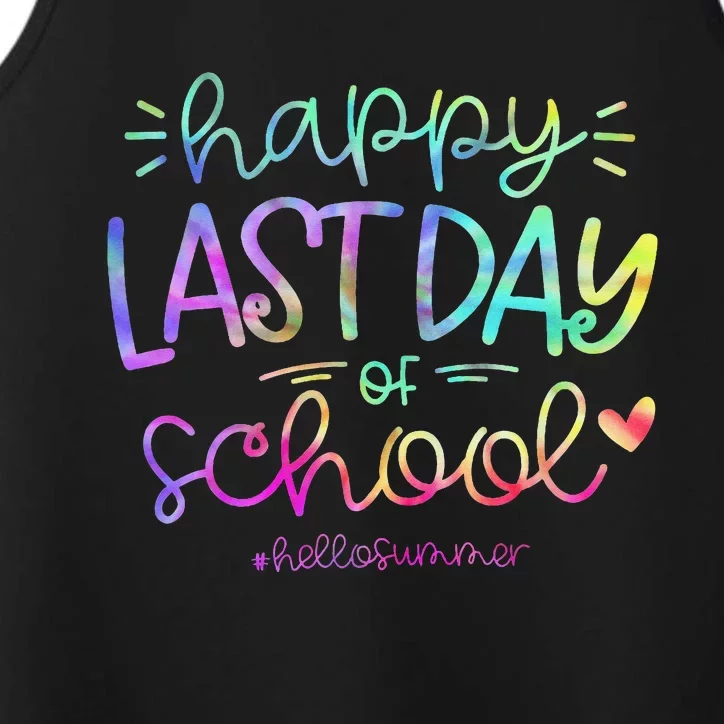 Happy Last Day Of School Hello Summer Students And Teachers Performance Tank