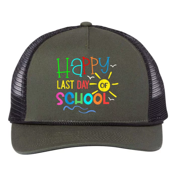 Happy Last Day Of School Teacher Student Graduation Retro Rope Trucker Hat Cap