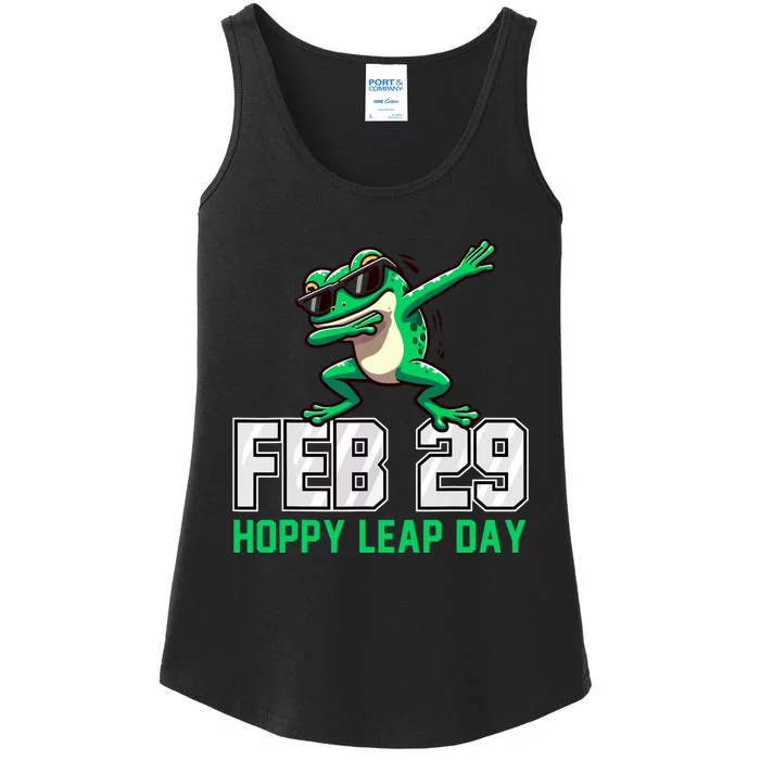 Hoppy Leap Day Frog Funny Leap Year Leapling Humor Pun Ladies Essential Tank