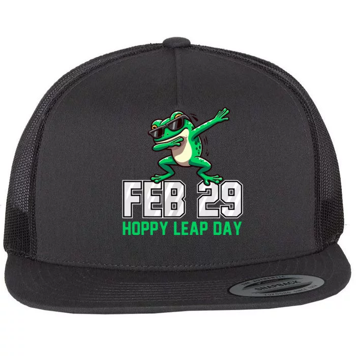 Hoppy Leap Day Frog Funny Leap Year Leapling Humor Pun Flat Bill Trucker Hat