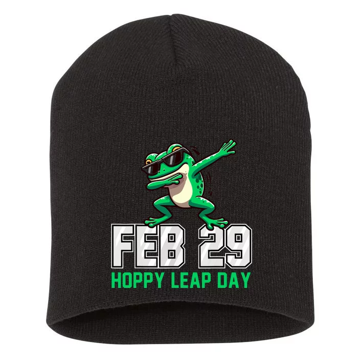 Hoppy Leap Day Frog Funny Leap Year Leapling Humor Pun Short Acrylic Beanie