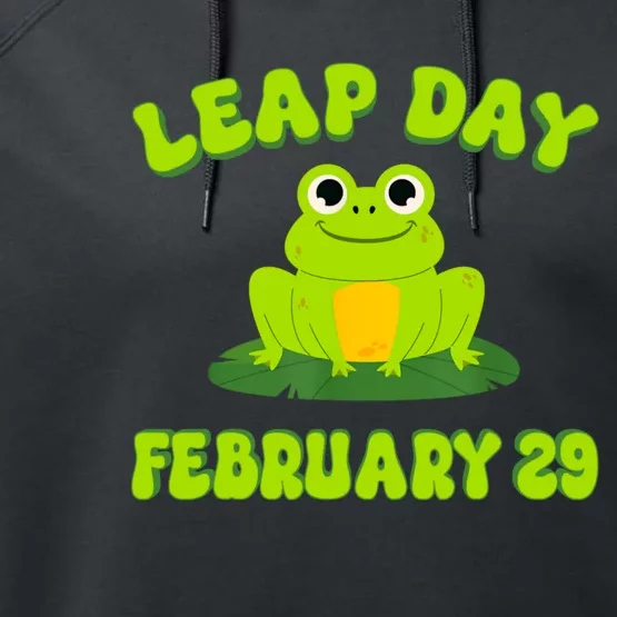 Happy Leap Day Year 2024 February 29th Funny Frog Lovers Performance Fleece Hoodie