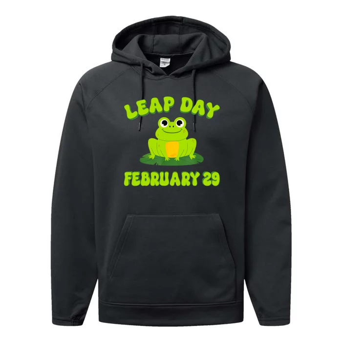 Happy Leap Day Year 2024 February 29th Funny Frog Lovers Performance Fleece Hoodie