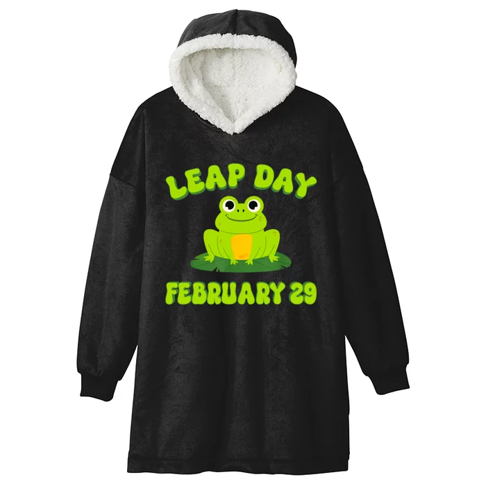 Happy Leap Day Year 2024 February 29th Funny Frog Lovers Hooded Wearable Blanket