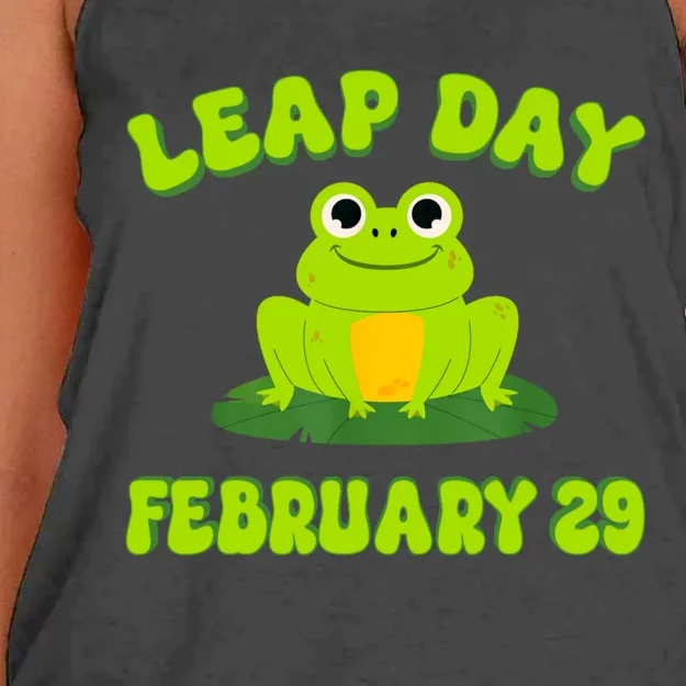 Happy Leap Day Year 2024 February 29th Funny Frog Lovers Women's Knotted Racerback Tank