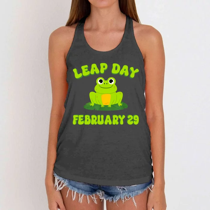 Happy Leap Day Year 2024 February 29th Funny Frog Lovers Women's Knotted Racerback Tank