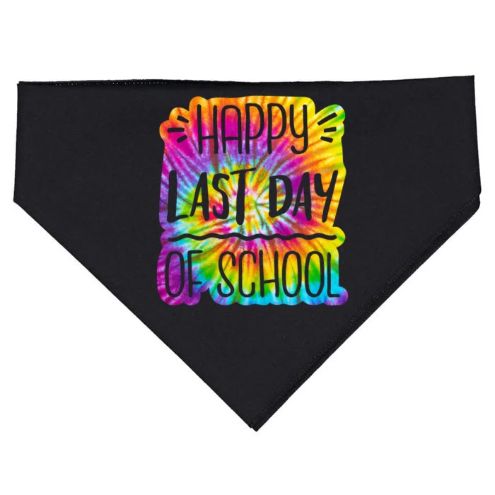 Happy Last Day Of School Rainbow Dye USA-Made Doggie Bandana