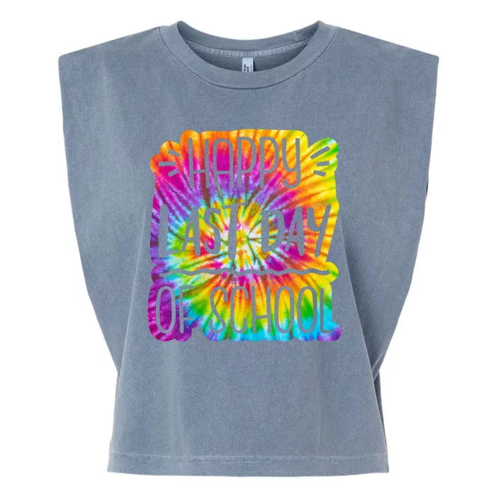 Happy Last Day Of School Rainbow Dye Garment-Dyed Women's Muscle Tee