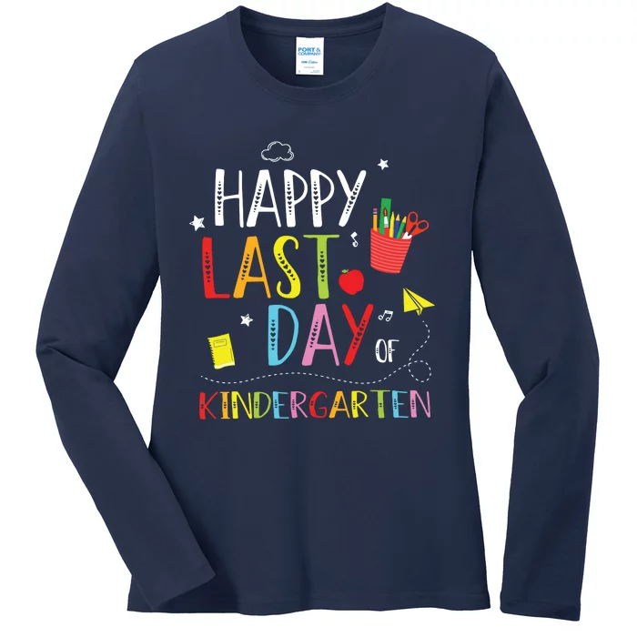 Happy Last Day Of Kindergarten Hello Summer Graduation Gift Ladies Long Sleeve Shirt