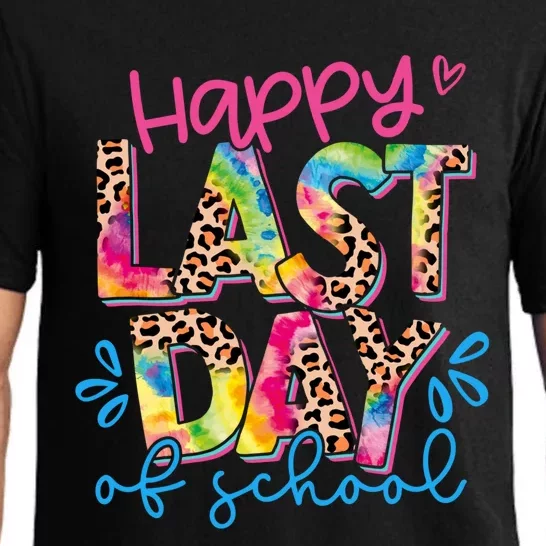 Happy Last Day Of School Leopard Tie Dye Hello Summer Cool Gift Pajama Set