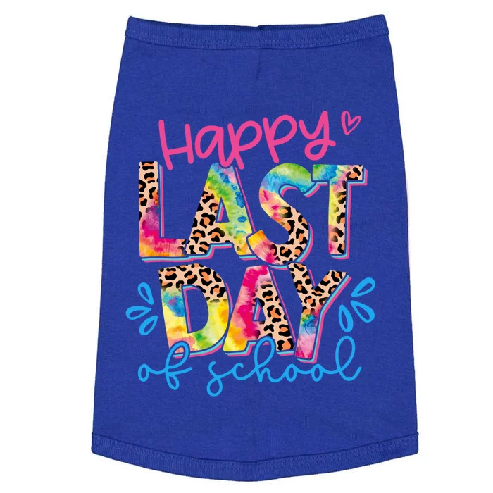 Happy Last Day Of School Leopard Tie Dye Hello Summer Cool Gift Doggie Tank