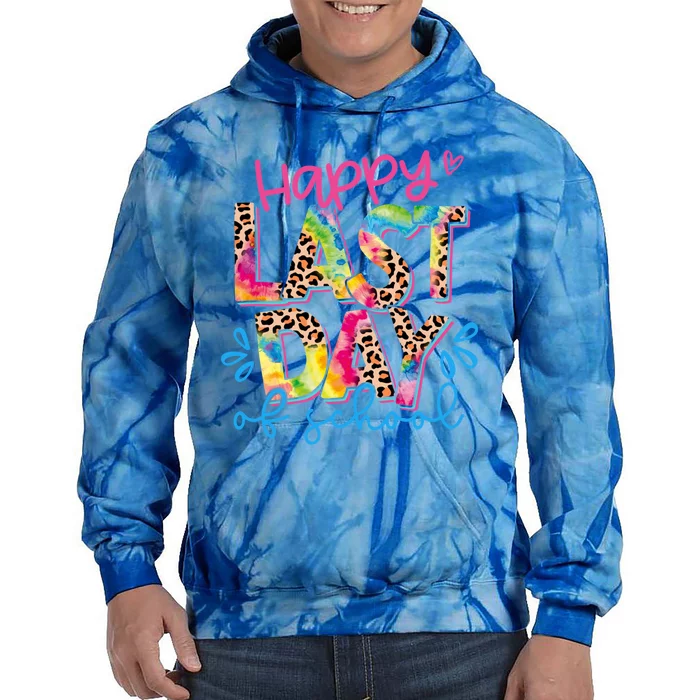 Happy Last Day Of School Leopard Tie Dye Hello Summer Cool Gift Tie Dye Hoodie