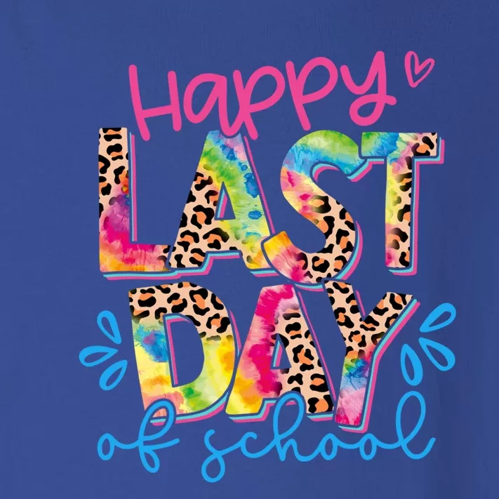 Happy Last Day Of School Leopard Tie Dye Hello Summer Cool Gift Toddler Long Sleeve Shirt