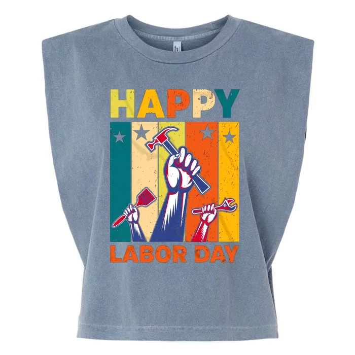 Happy Labor Day Design Garment-Dyed Women's Muscle Tee