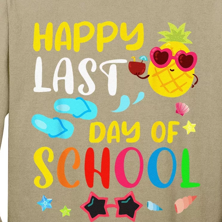 Happy Last Day Of School Teacher Student Summer Pineapple Tall Long Sleeve T-Shirt