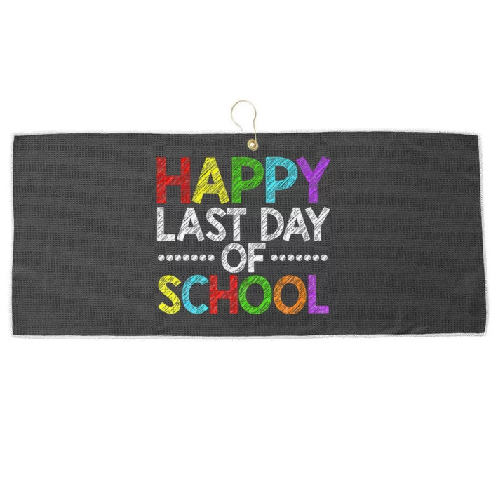 Happy Last Day Of School Funny Teacher And Student Summer Large Microfiber Waffle Golf Towel