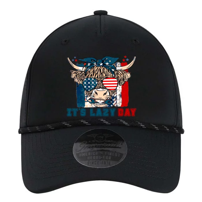 Happy Labor Day Highland Cow American Flag Funny Lazy Day Funny Gift Performance The Dyno Cap