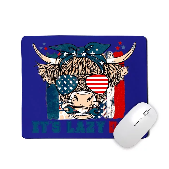 Happy Labor Day Highland Cow American Flag Funny Lazy Day Funny Gift Mousepad