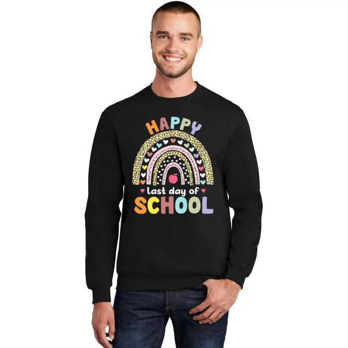 Happy Last Day Of School Rainbow Leopard Teacher Student Sweatshirt